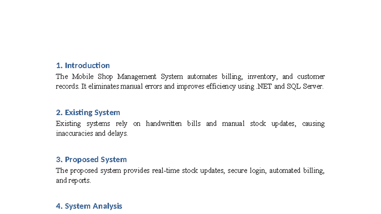 Mobile Shop Management System: Condensed Report (CS101) - Studocu