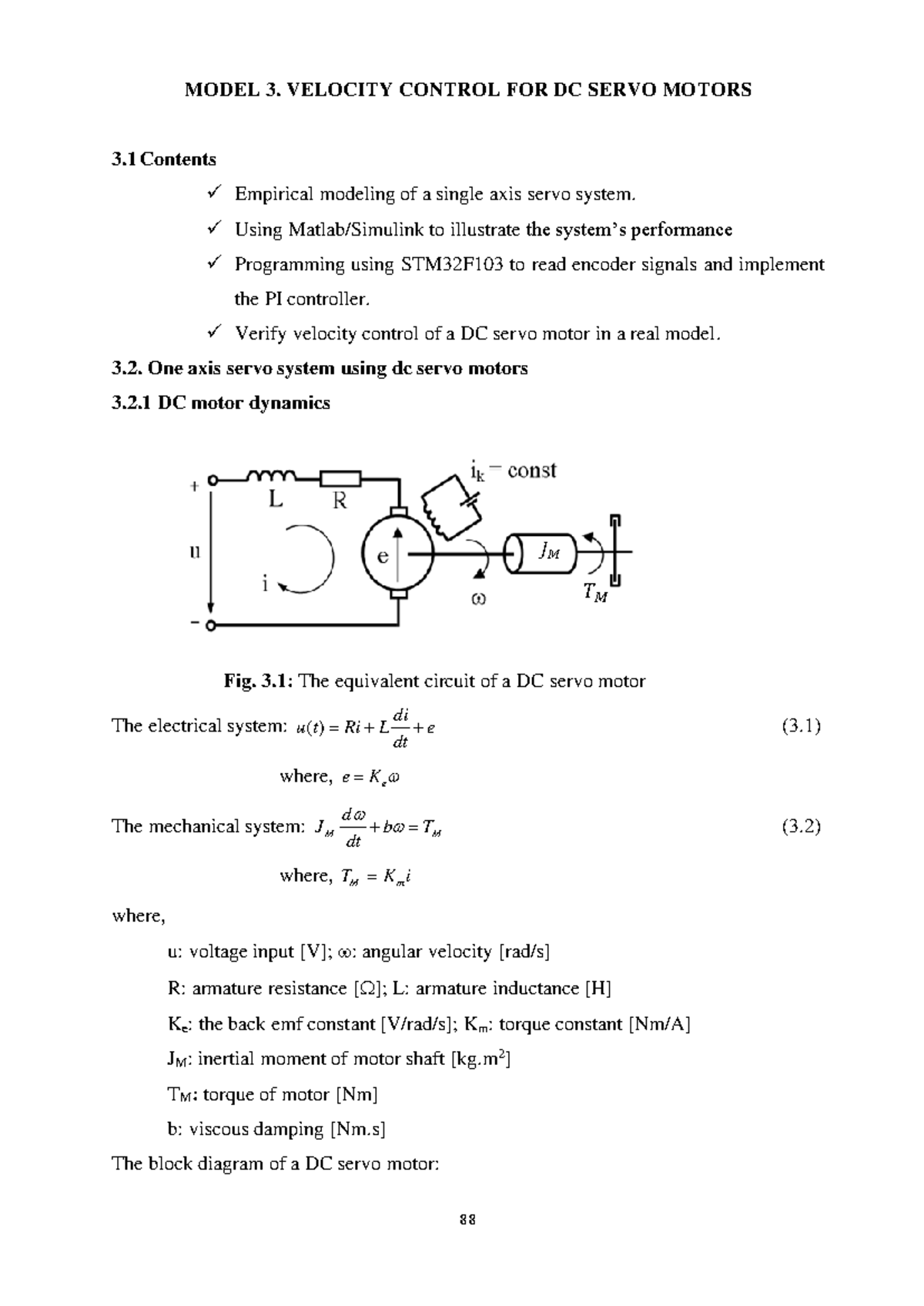 M3. Velocity Control Techniques for DC Servo Motors - Studocu