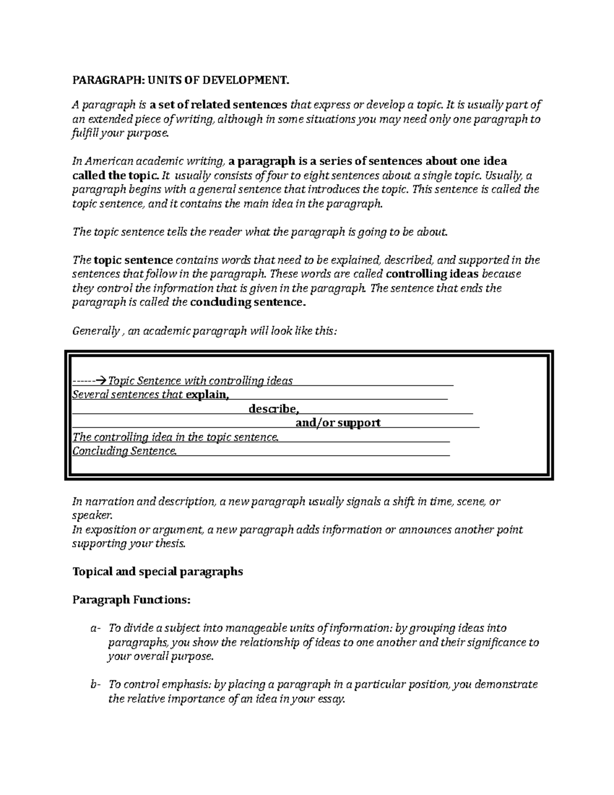 Example Of Description Paragraph Development