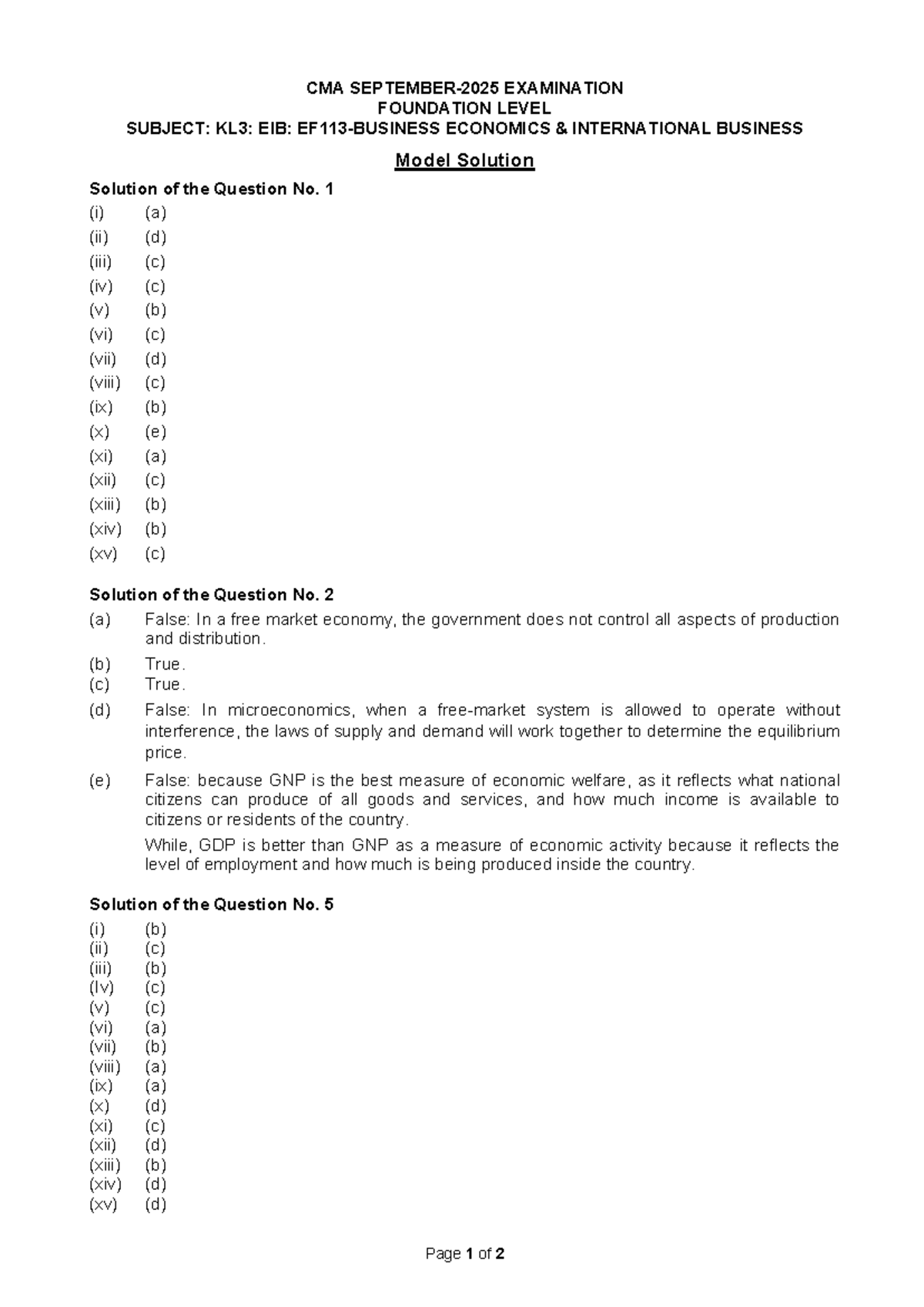 KL3 EIB CMA September 2025 Exam Model Solutions and Answers - Studocu