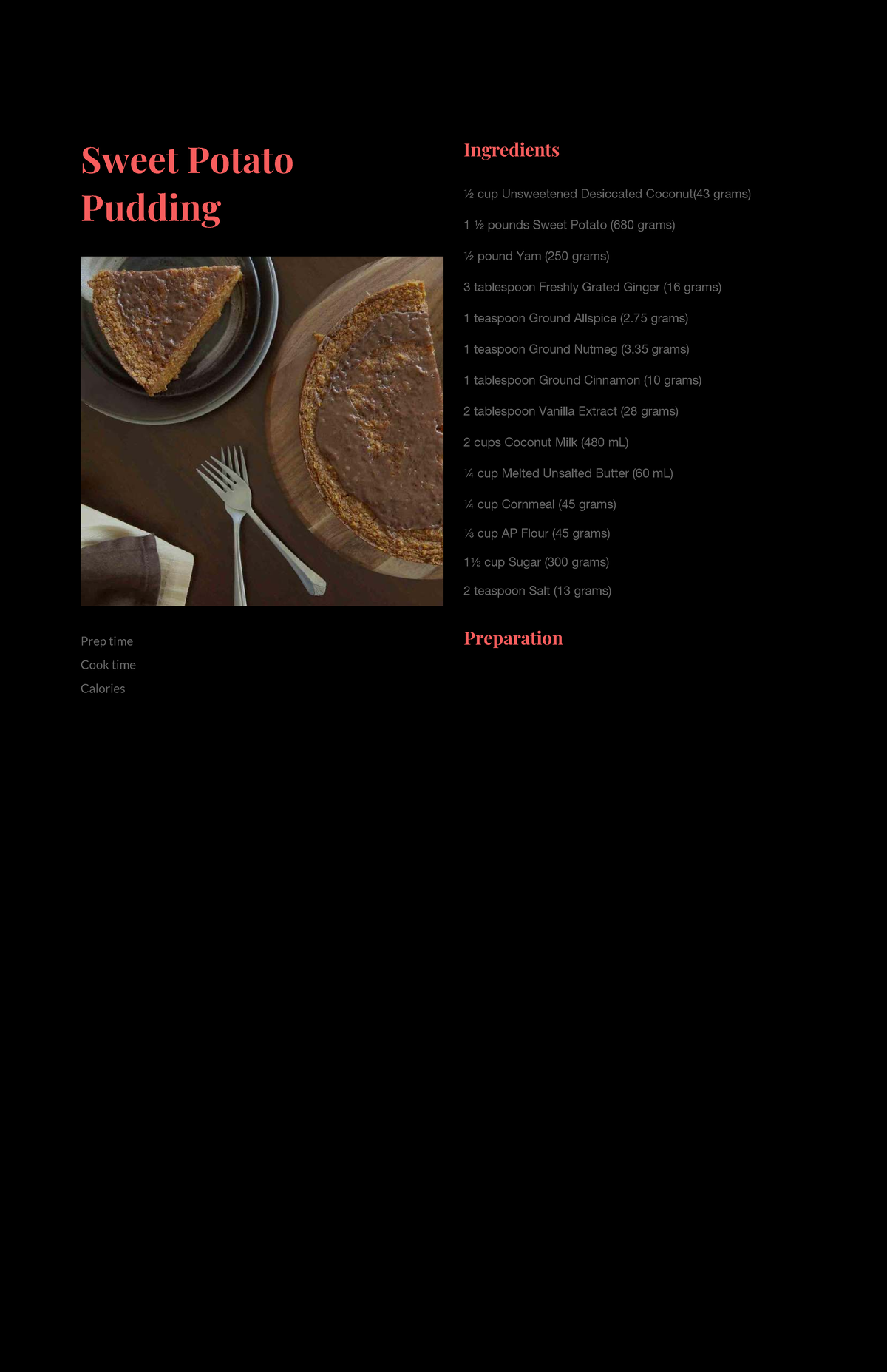 Sweet Potato Pudding Recipe - Course Notes - Studocu