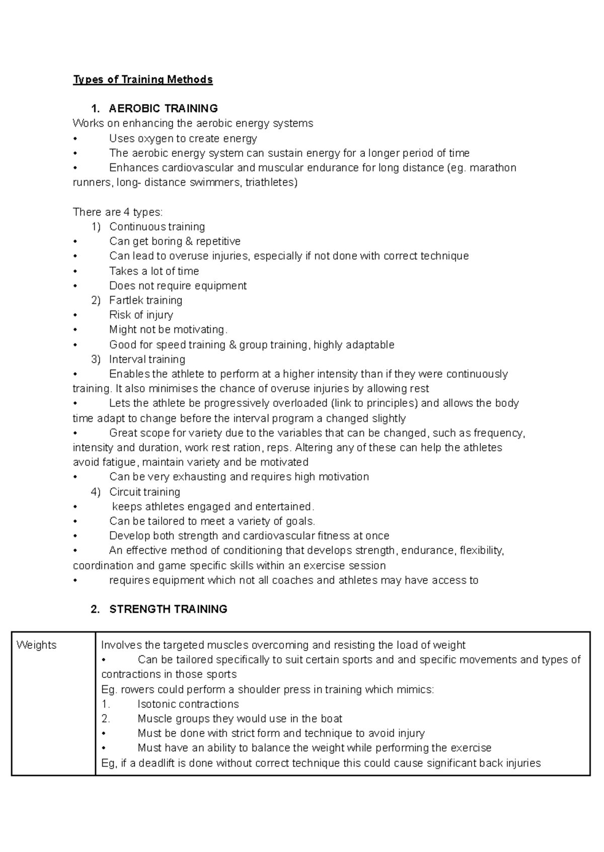 Types of training methods: aerobic and strength training techniques ...