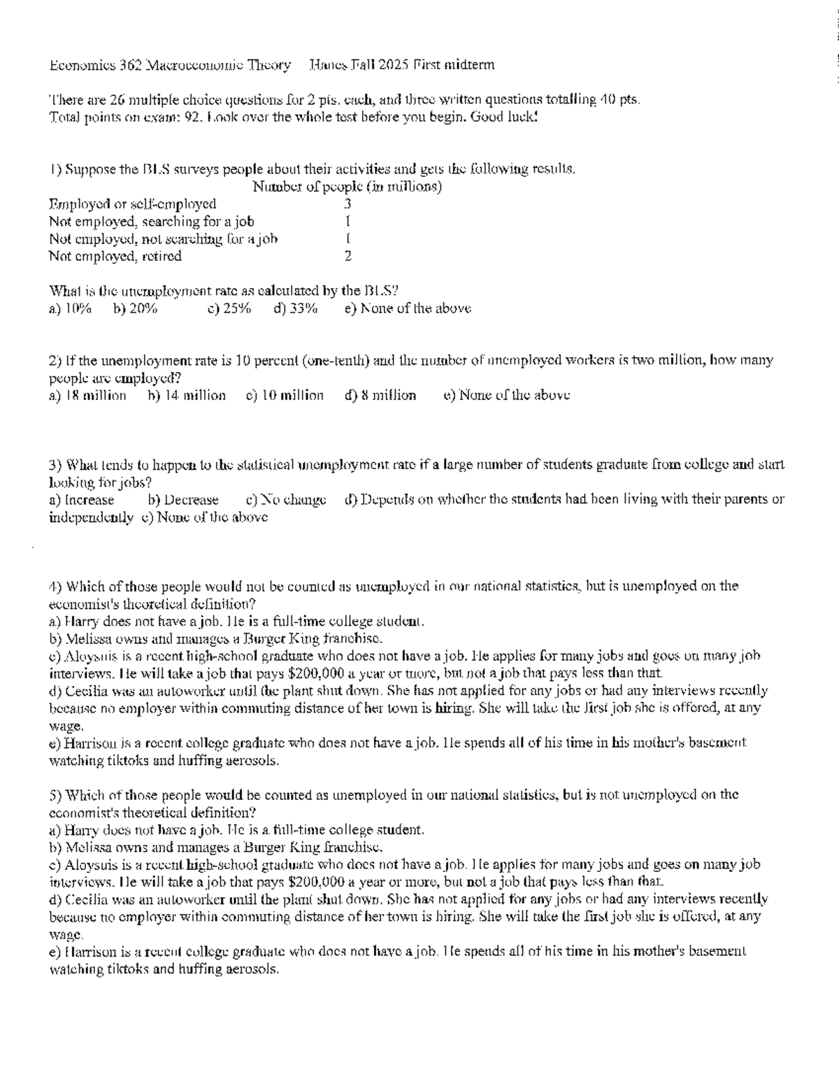 Econ 362 Macroeconomic Theory Fall 2025 First Midterm Exam Review - Studocu