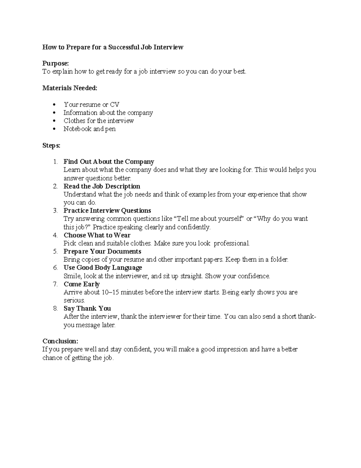 Job Interview Prep Guide: Tips for Success - Studocu