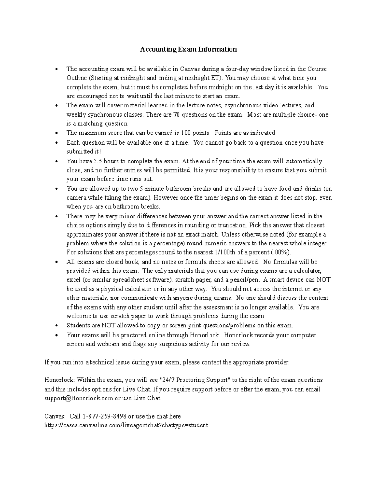 ACC 101 Final Exam Guidelines and Important Details - Studocu