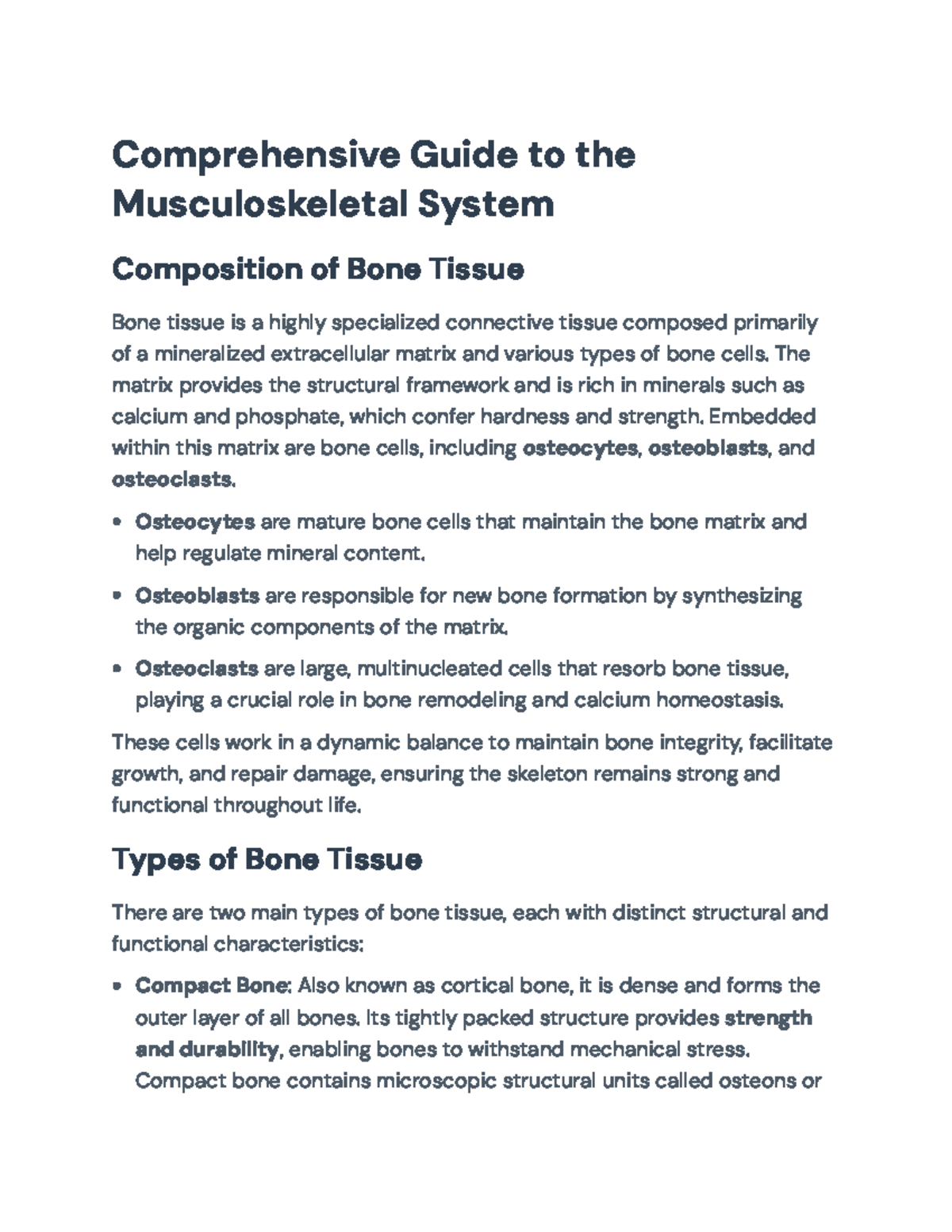 Comprehensive Overview of Musculoskeletal System and Disorders (MSK 101 ...