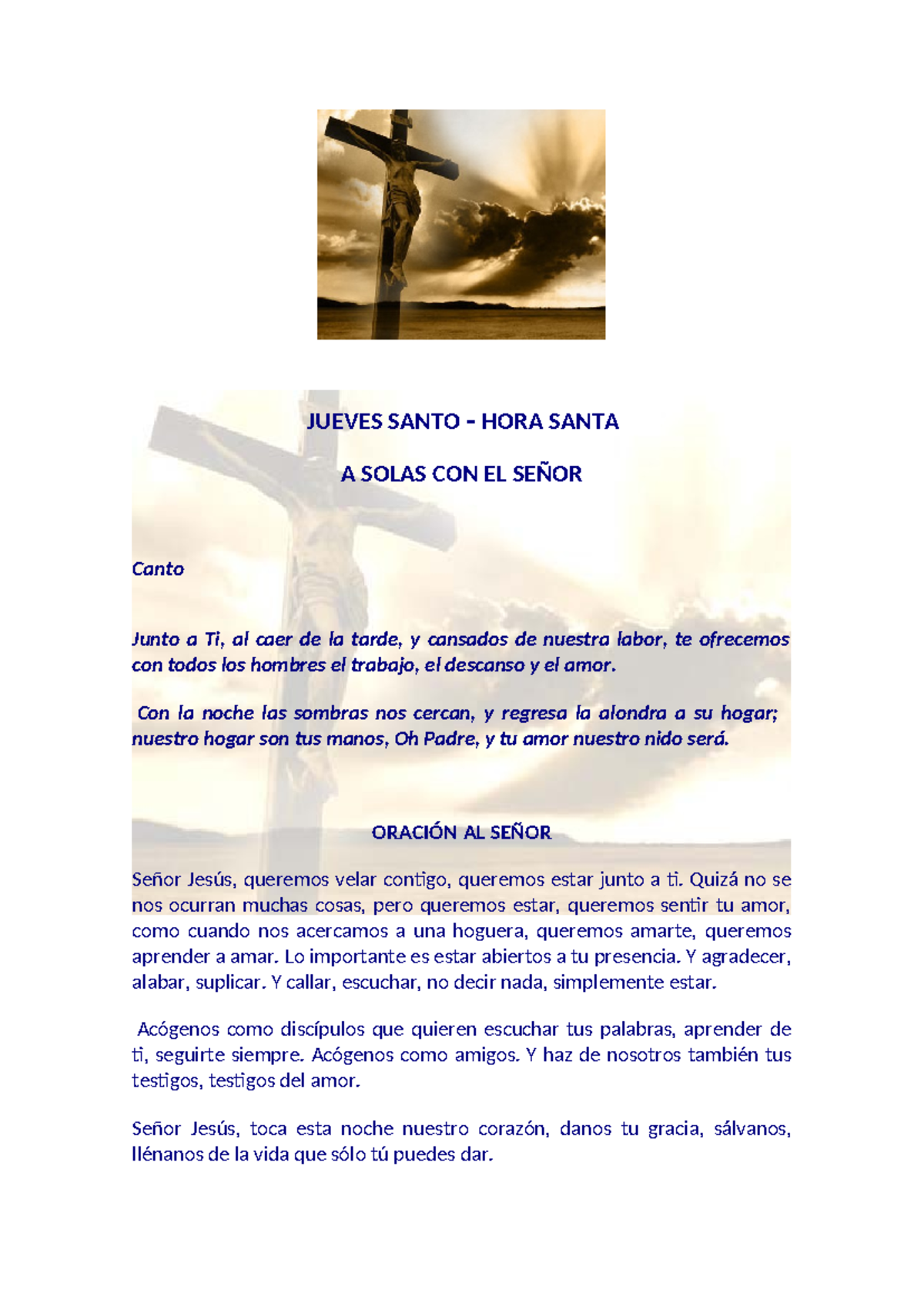 Hora Santa Para Jueves Santo 2022