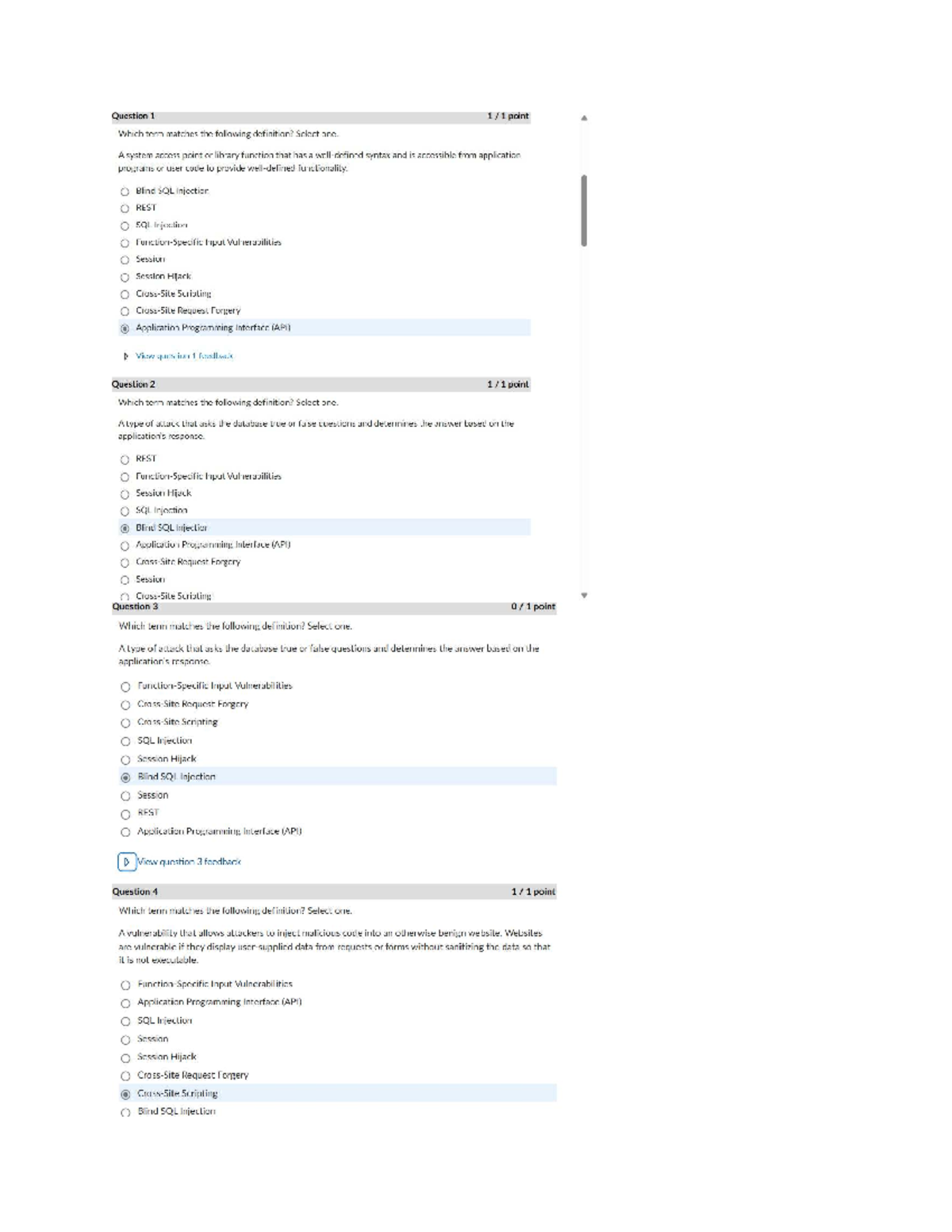 3-0 Knowledge Check: SQL Injection and API Vulnerabilities Quiz - Studocu