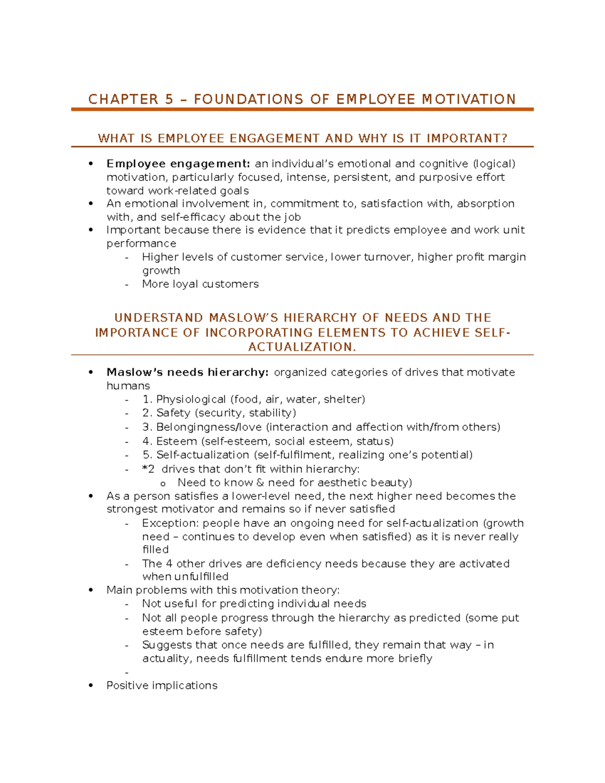 OB Chapter 5 - Lecture notes 4 - CHAPTER 5 – FOUNDATIONS OF EMPLOYEE ...