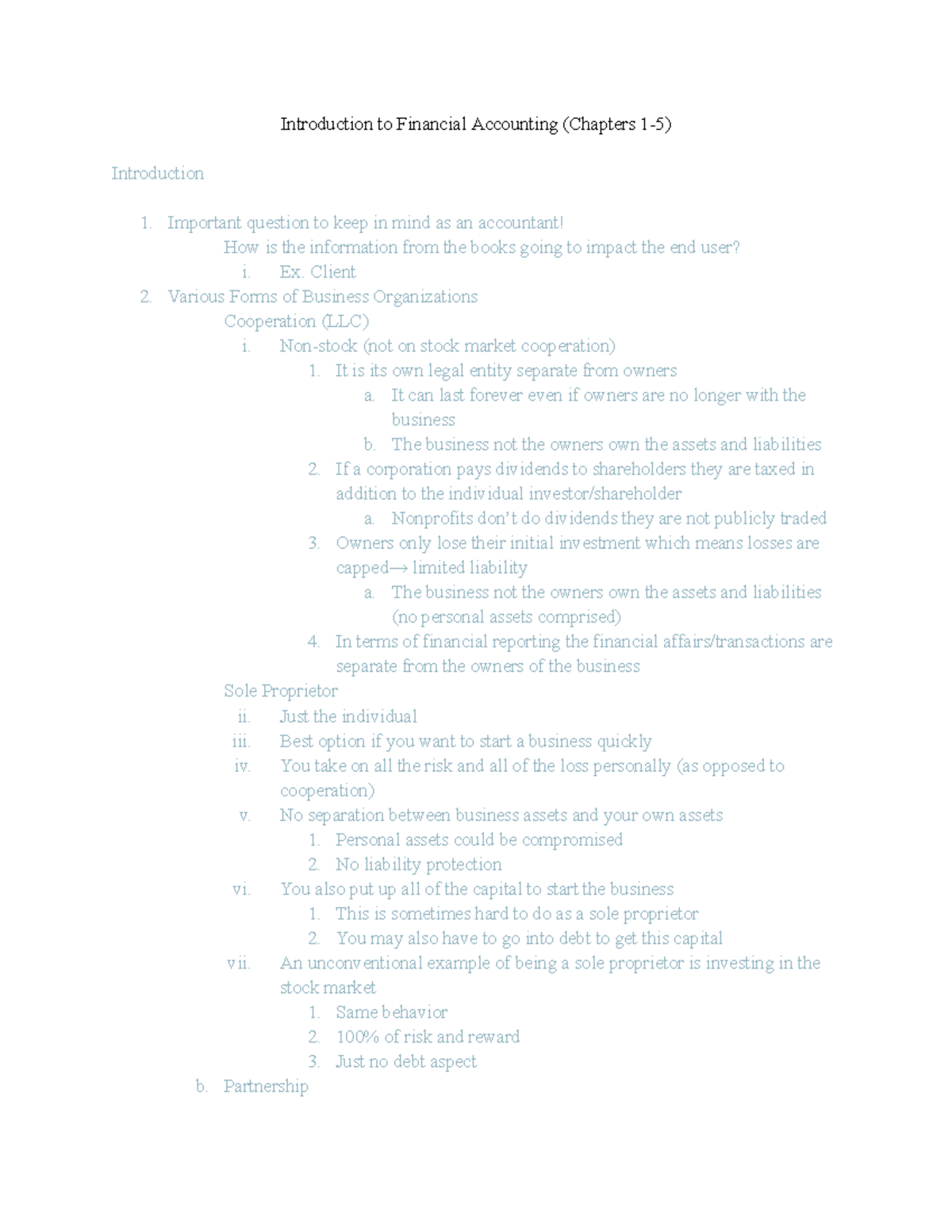 Introduction to Financial Accounting: Key Concepts (Chapters 1-5) - Studocu