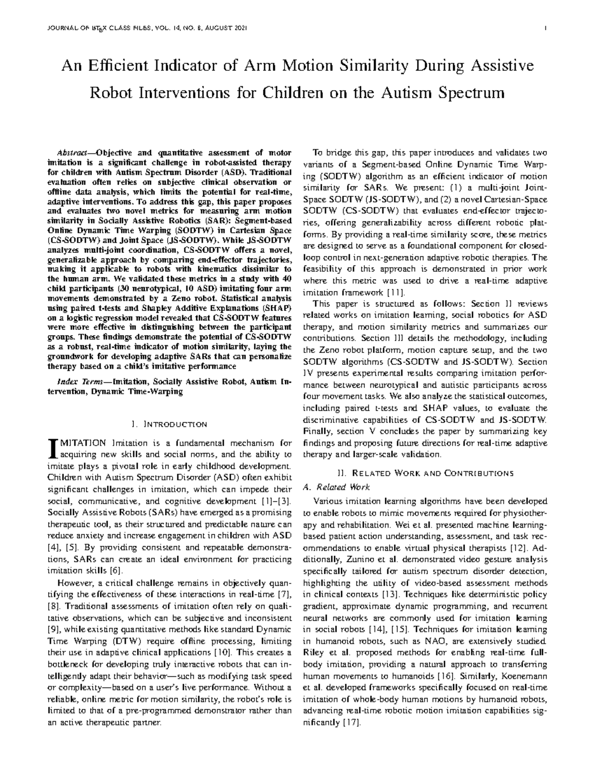 An Efficient Indicator of Motion Similarity in SAR for ASD (21) - Studocu