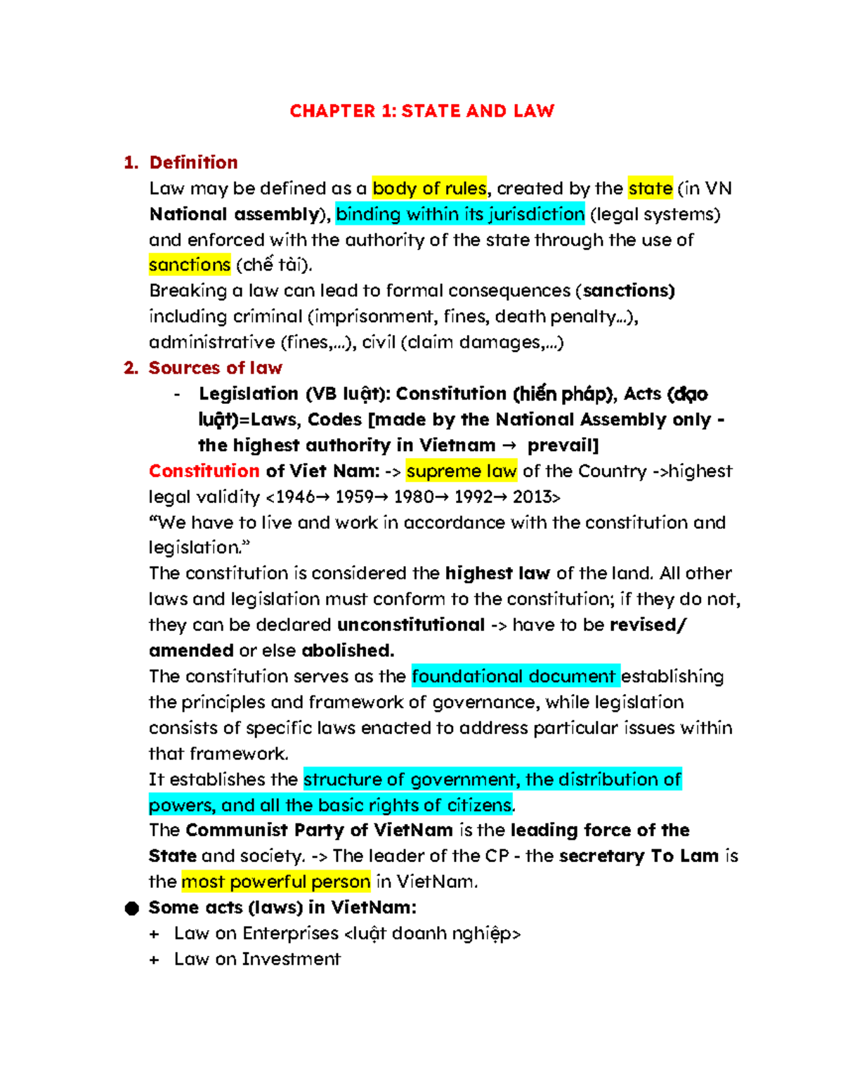 Introduction to Law Chapter 1 - CHAPTER 1: STATE AND LAW Definition Law ...