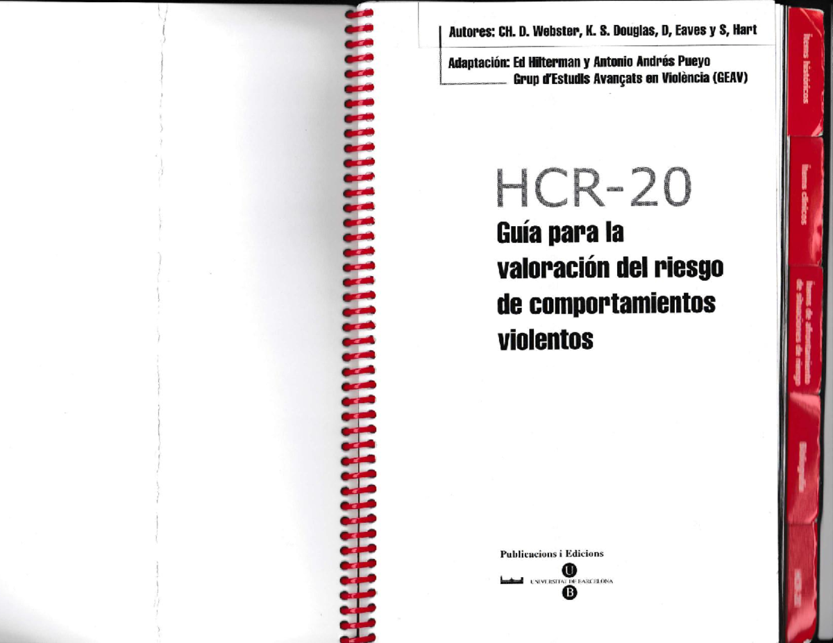 Guía Completa HCR-20 para la Valoración del Riesgo de Violencia - Studocu
