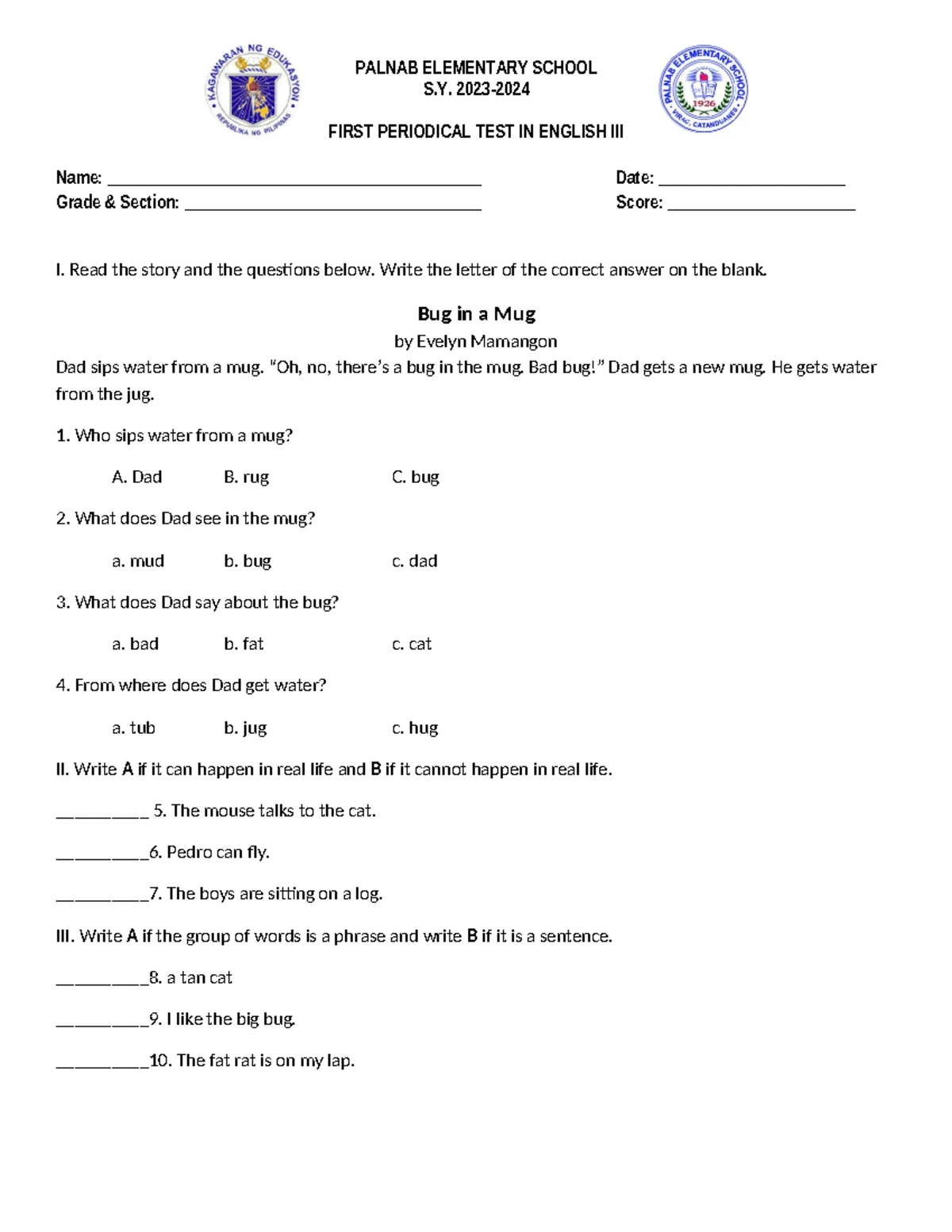 Reading Materials Grade 3 - Teaching Internship - Studocu