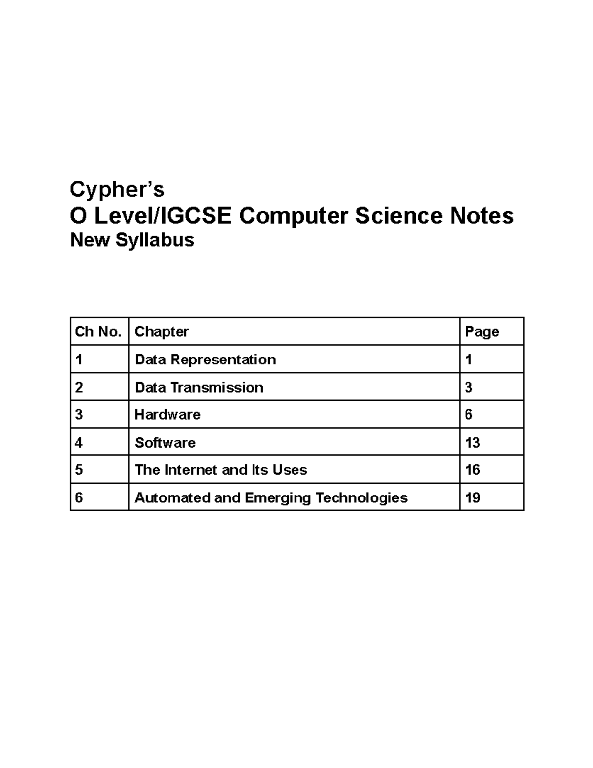 Cypher Notes - Summary of Computer Science Concepts and Syllabus - Studocu