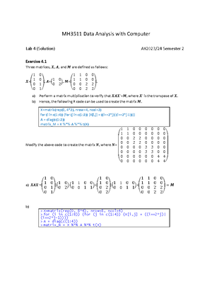 Lab 3 Solution - MH 3511 Data Analysis with Computer Lab 3 (Solution ...