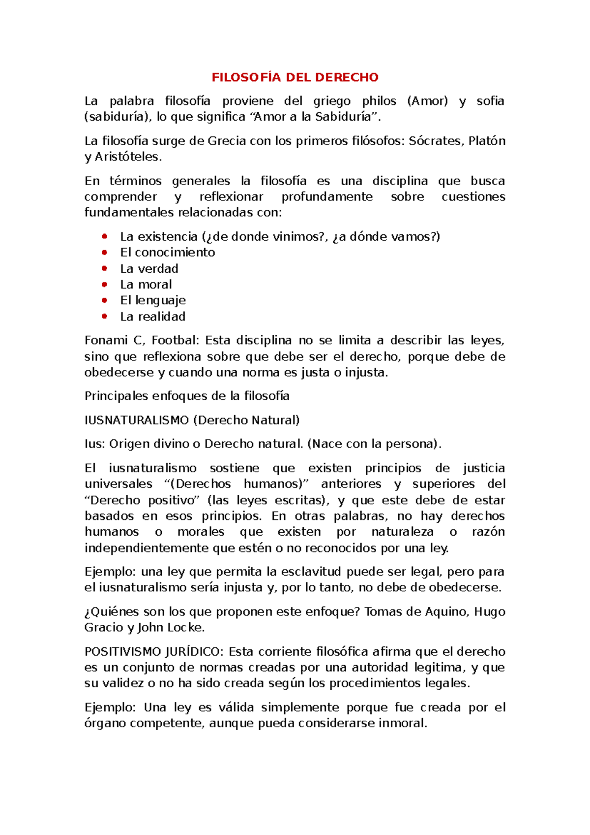 FIL 101: Apuntes sobre Filosofía del Derecho y sus Corrientes - Studocu