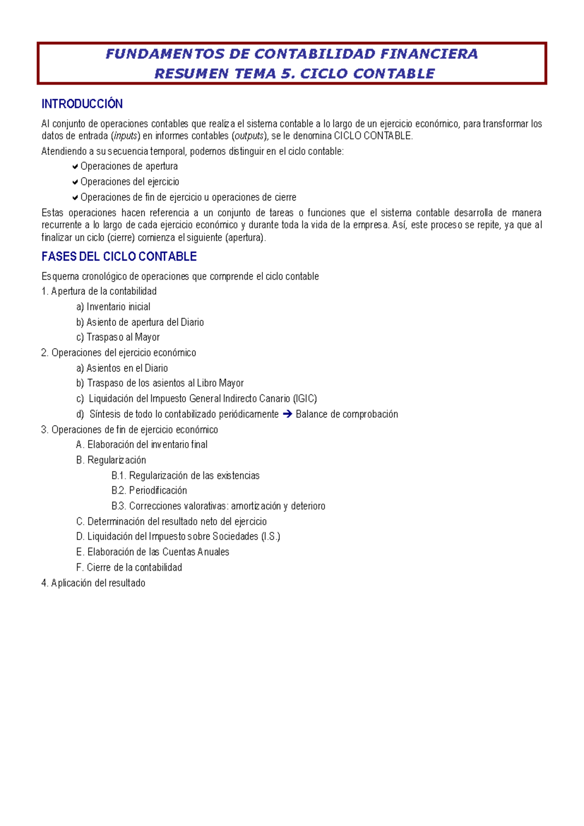 Resumen Tema 5: Ciclo Contable - Fundamentos de Contabilidad Financiera ...