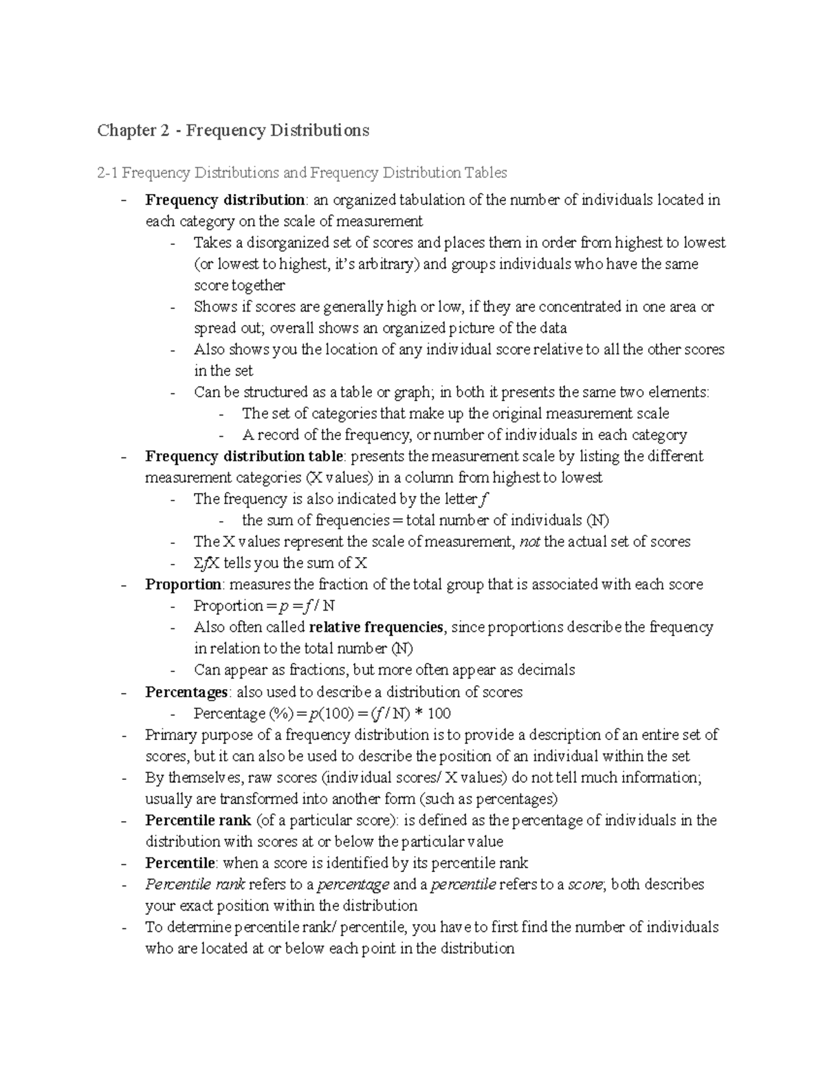 PSYC 243 Chapter 2 - Frequency Distributions - Chapter 2 - Frequency ...