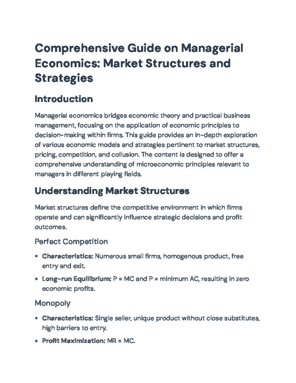 Comprehensive Guide to Managerial Economics (ECON 301): Strategies ...