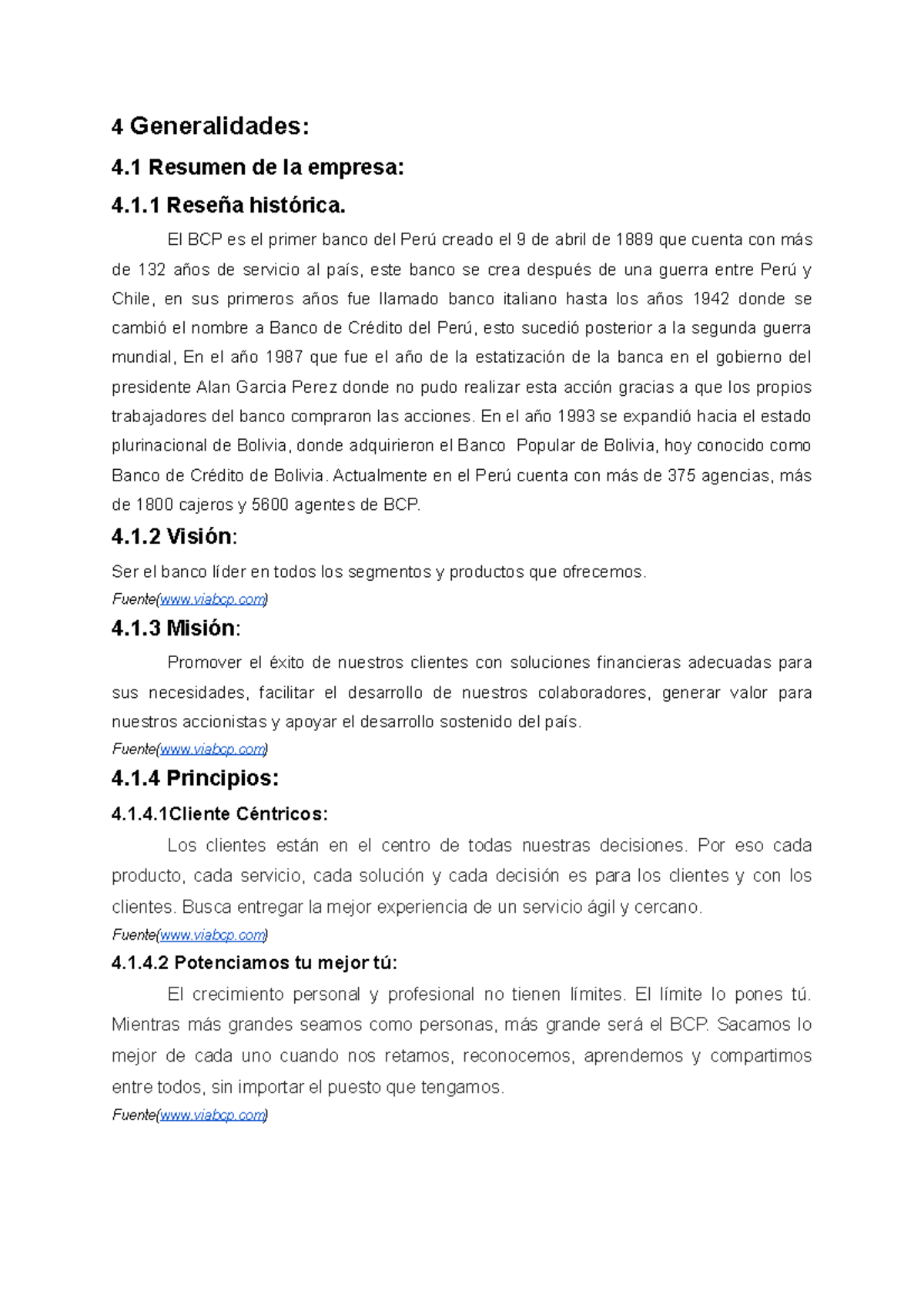 Resumen de la Misión y Visión del BCP - BCP001 - Studocu