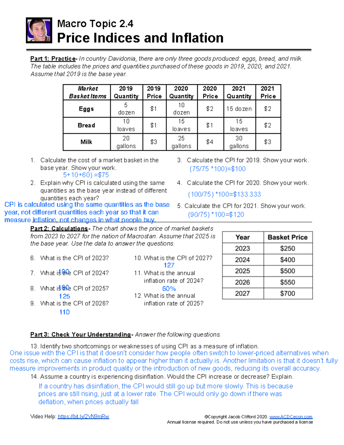 Macro Topic 2.4: Price Indices & Inflation Analysis for Davidonia - Studocu