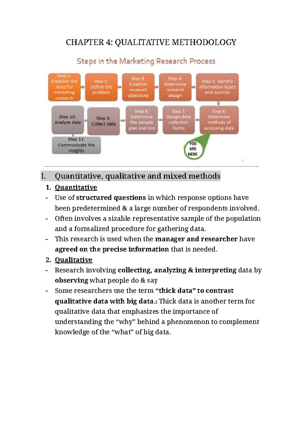 CHAPTER 4: QUALITATIVE METHODOLOGY & MARKETING RESEARCH SUMMARY - Studocu