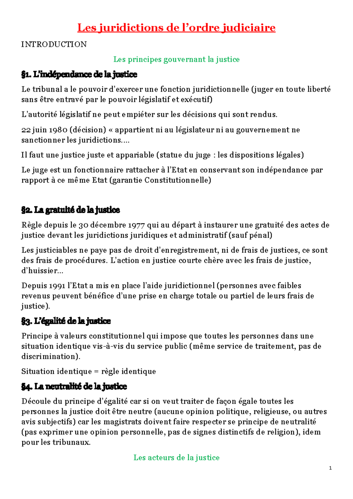 PDF - Les juridictions de l’ordre judiciaire INTRODUCTION Les principes ...