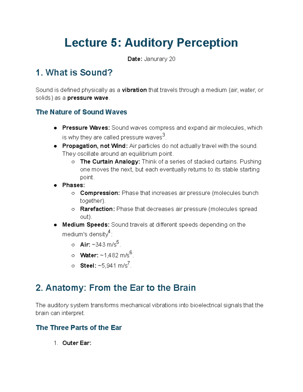 Psyc 213 Lecture 5: Understanding Auditory Perception - Studocu