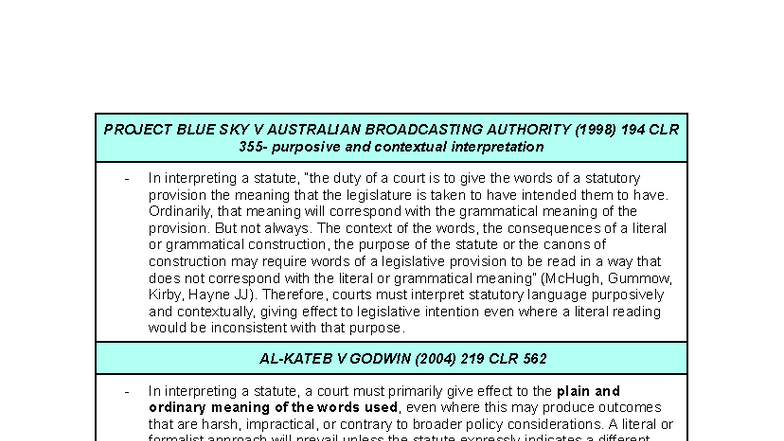 Statutory Interpretation Cases: Key Principles & Insights (LAW 101 ...