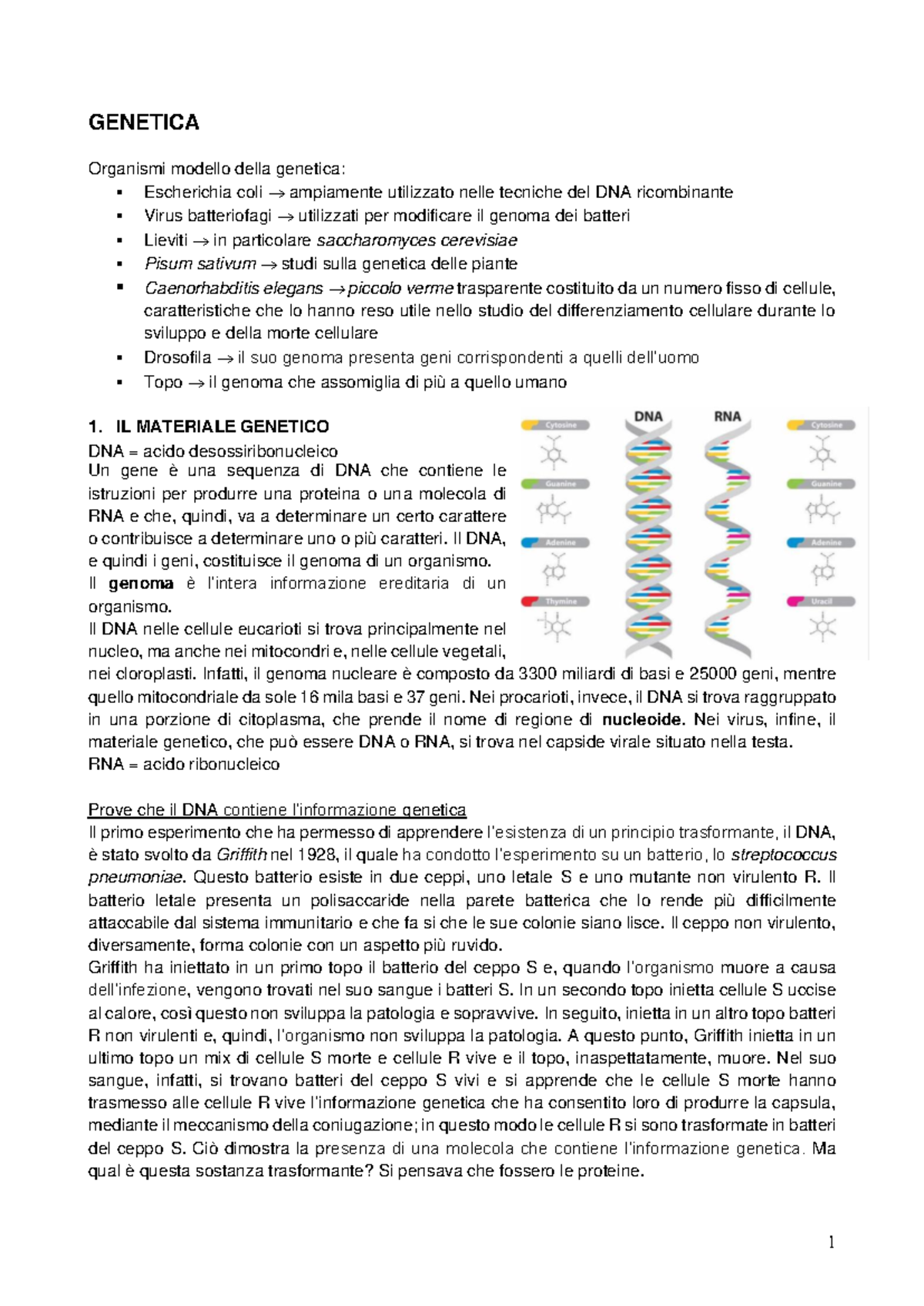Genetica - Appunti e Spiegazioni della Prof.ssa Nadia Barizzone - Document Preview