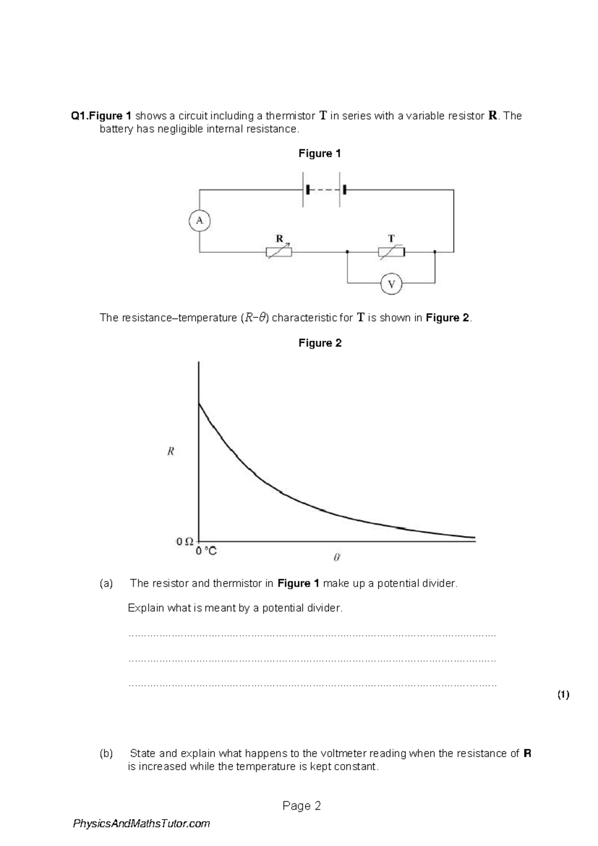 Potential Divider QP: Circuit Analysis and Thermistor Behavior - Studocu