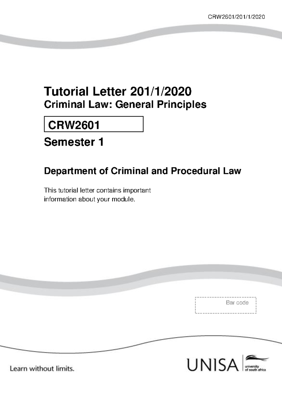 CRW2601 Tutorial Letter 201: Feedback on Assignment 01 and Guidance ...