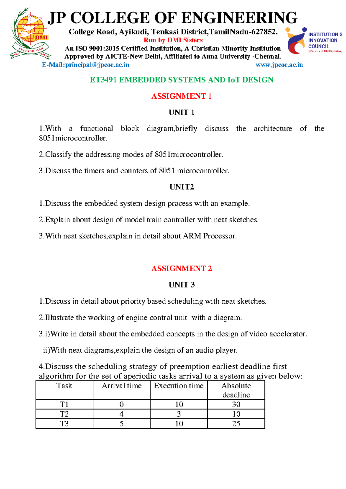 ET3491 Embedded Systems & IoT Design - Assignment 1 & 2 - Studocu