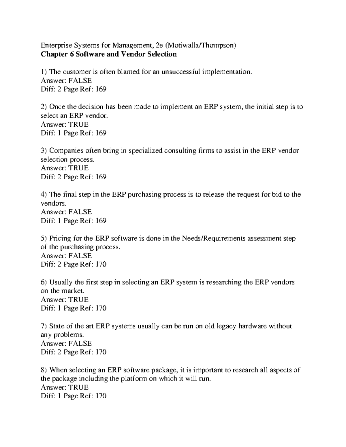 Enterprise Systems for Management, 2e Chapter 6: ERP Vendor Selection ...
