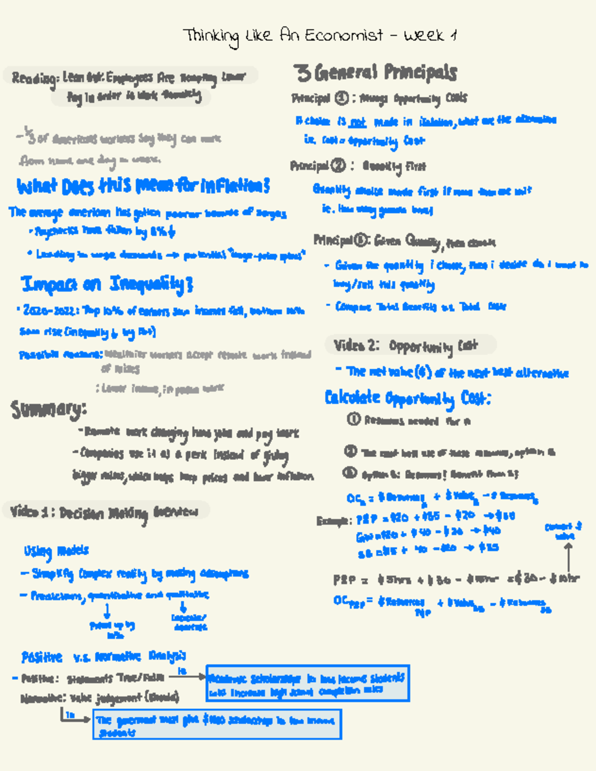 ECO101 2 - Lecture Video Notes: Week 1 on Economic Principles - Studocu