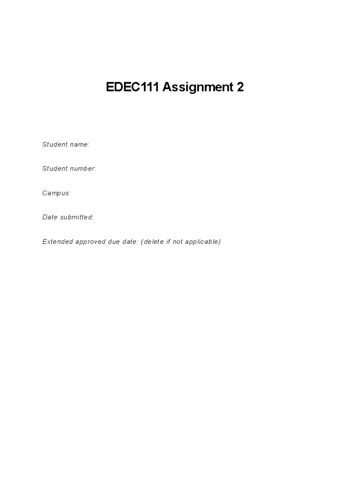 EDEC1111 Assignment 2 Template for 2023 Submission - Studocu