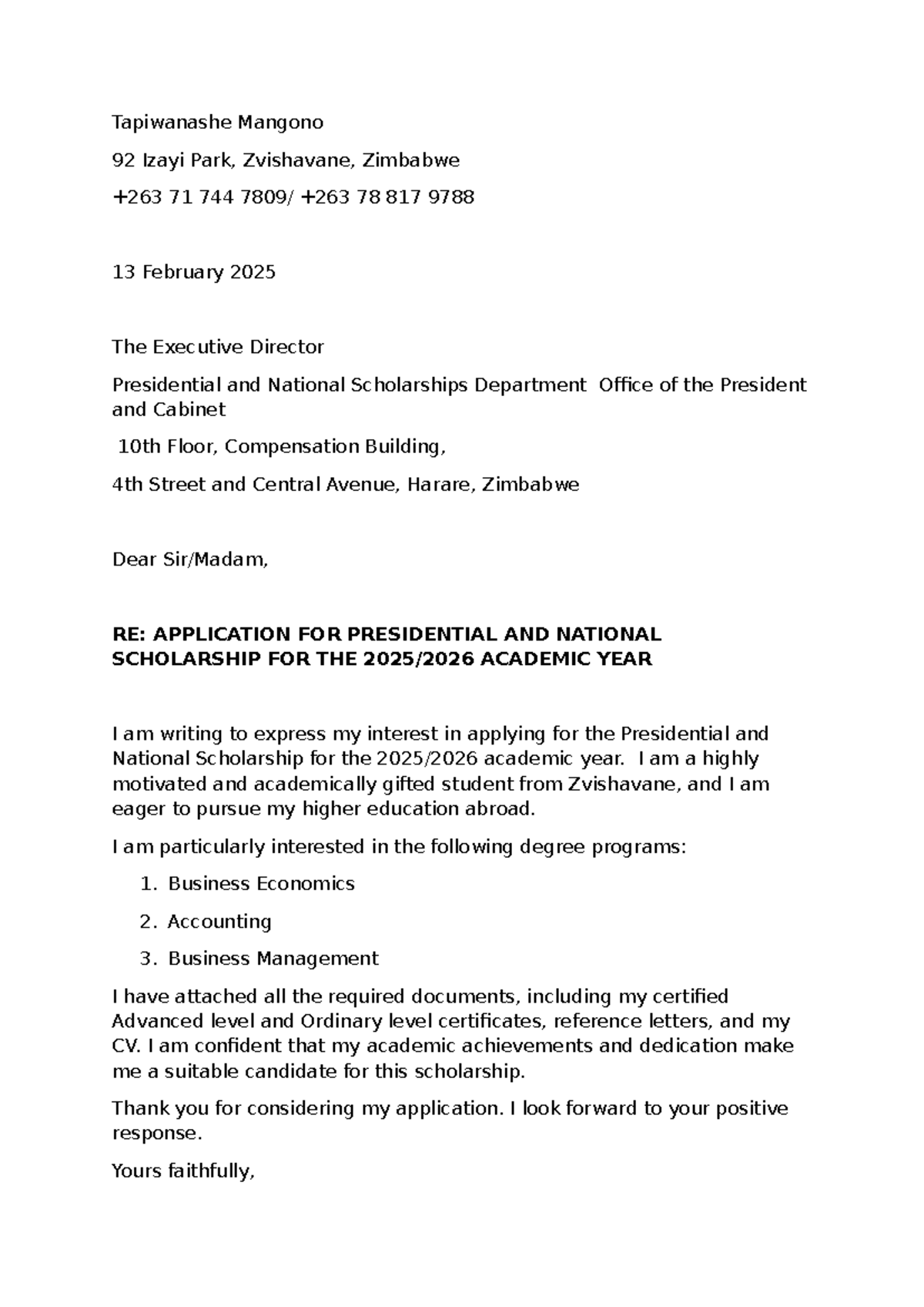 APK Letter - Presidential & National Scholarship Application 2025/26 ...