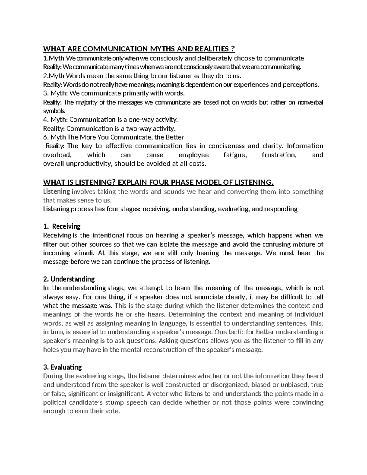 COMM 101: Myths and Realities of Communication Explained - Studocu