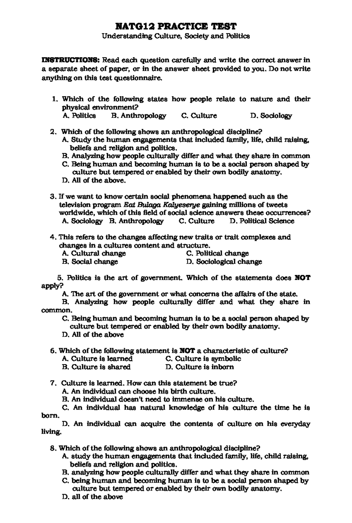 NATG12 PRACTICE TEST: Understanding Culture, Society, and Politics ...