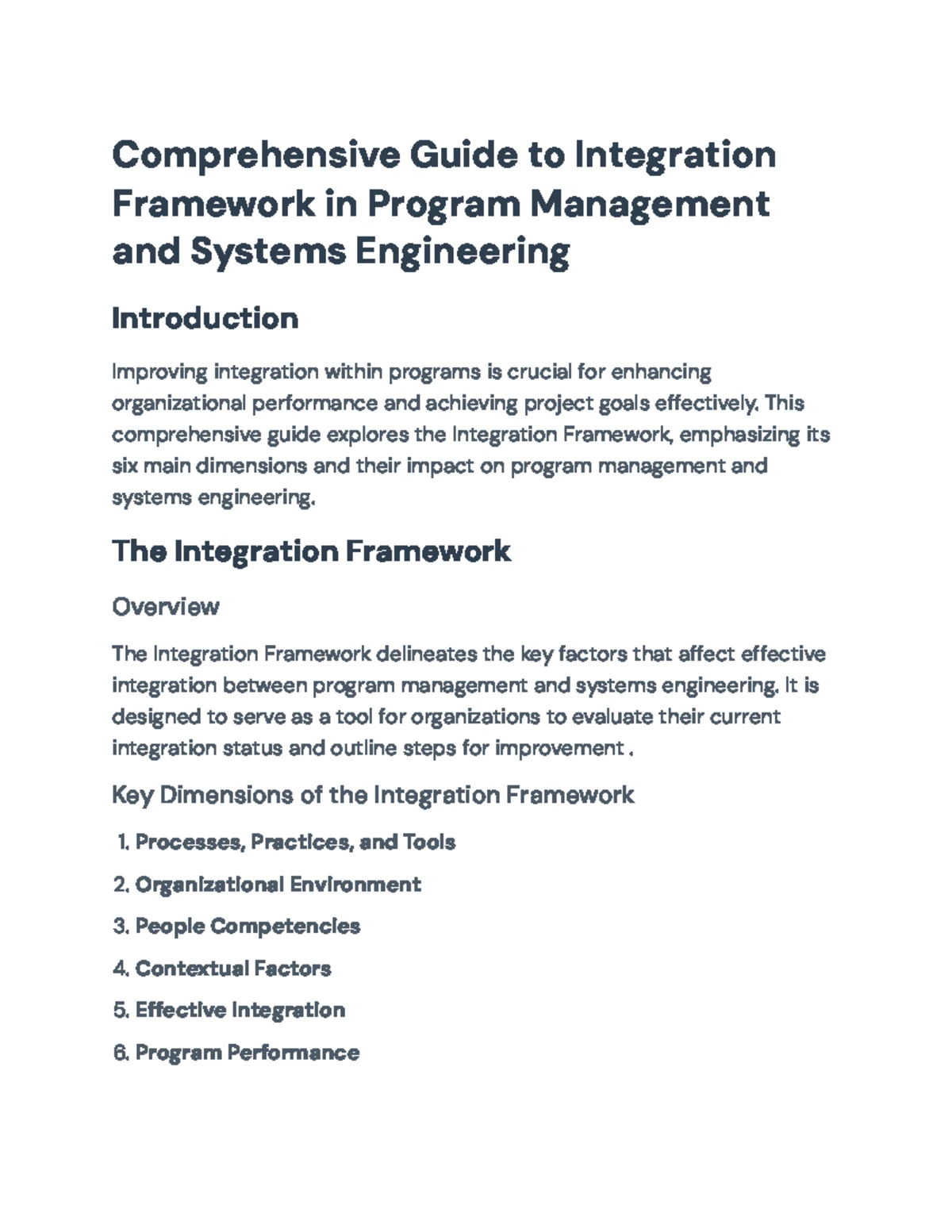 Integration Framework for Program Management and Systems Engineering ...