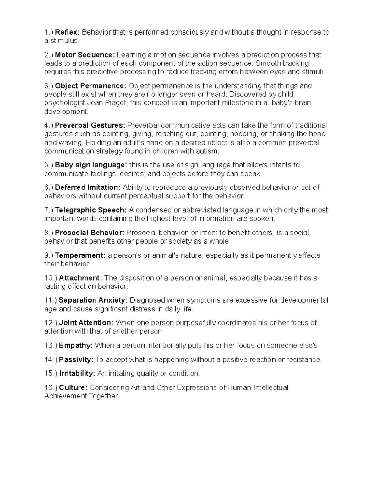 Child Development Terms and Definitions for Module 5 - Studocu