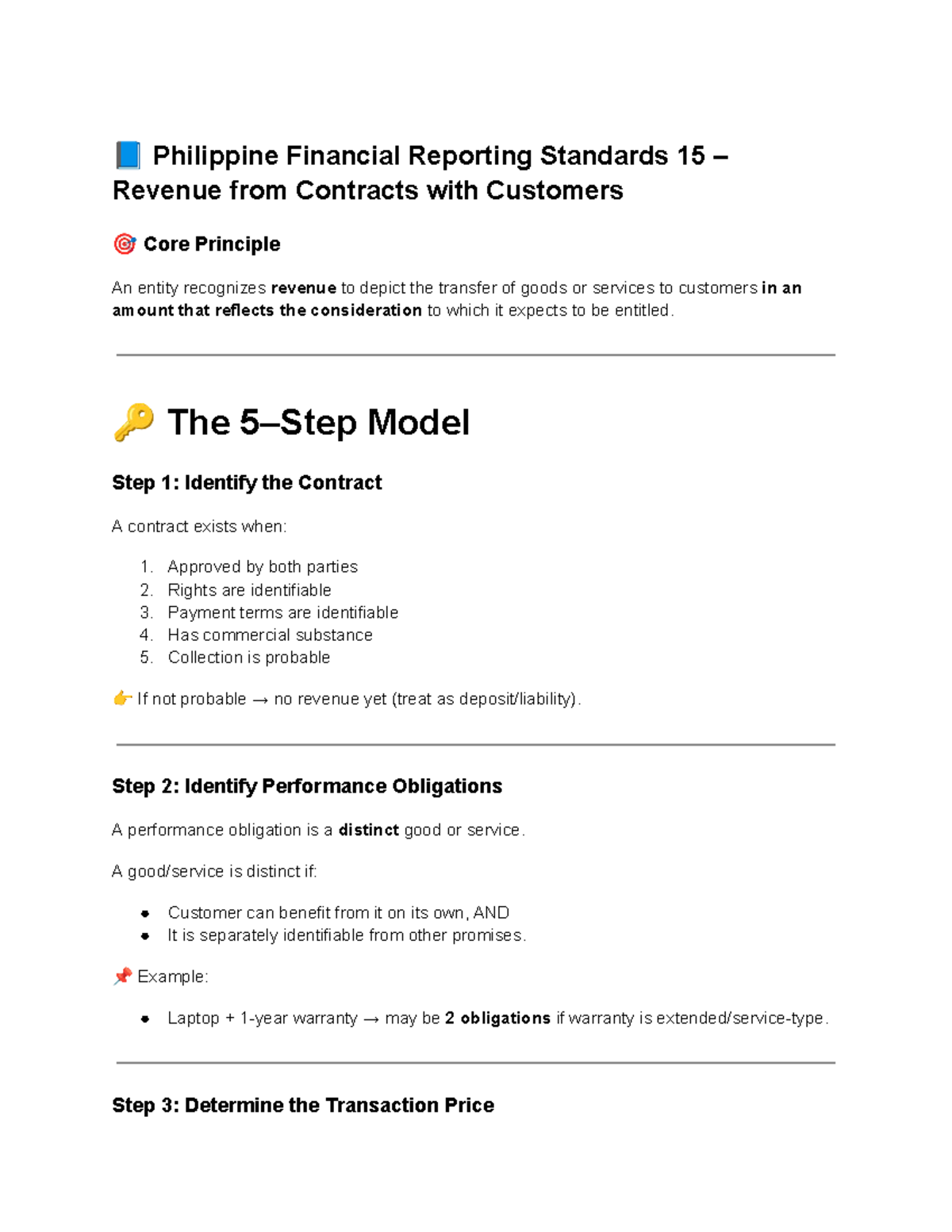 Philippine Financial Reporting Standards 15: Revenue Recognition Guide ...