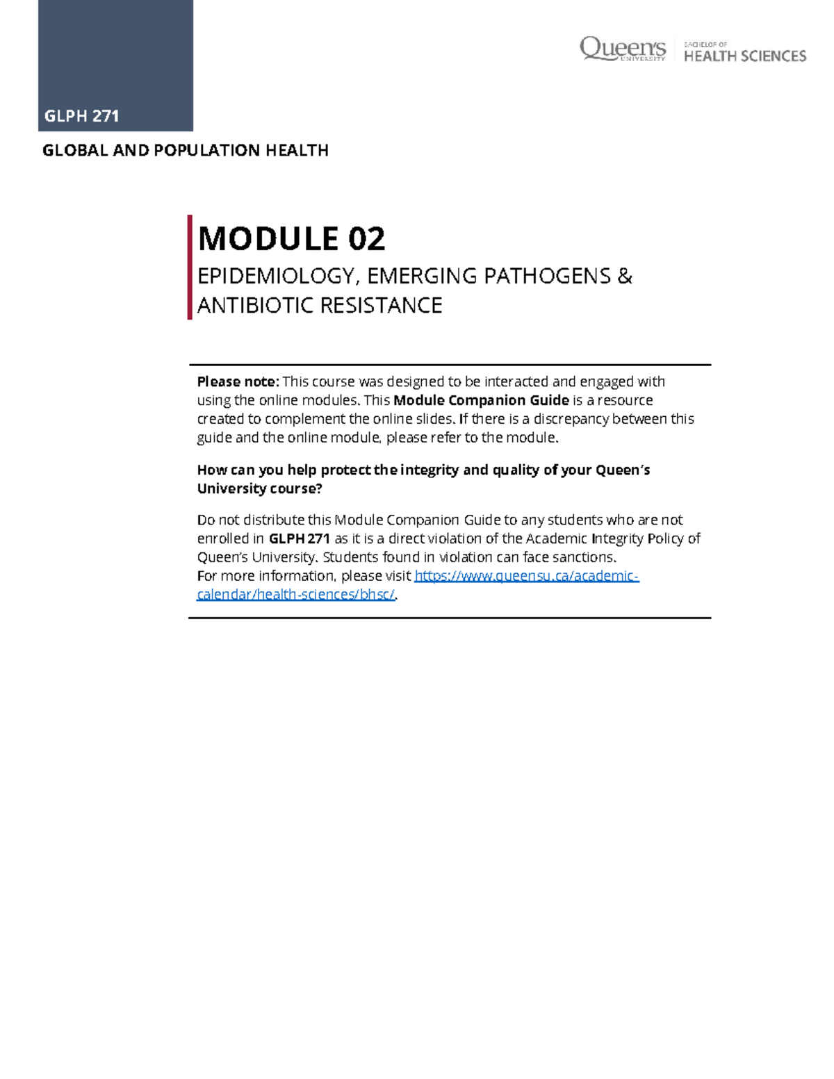 GLPH 271 Module 02 Companion Guide: Epidemiology & Antibiotic ...
