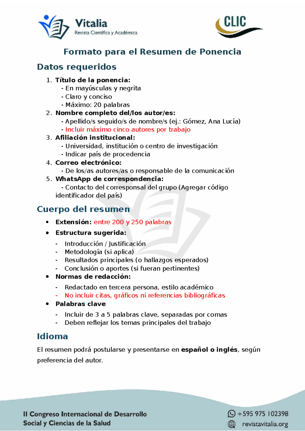 Formato para Resumen de Ponencia: Guía y Requisitos - Studocu