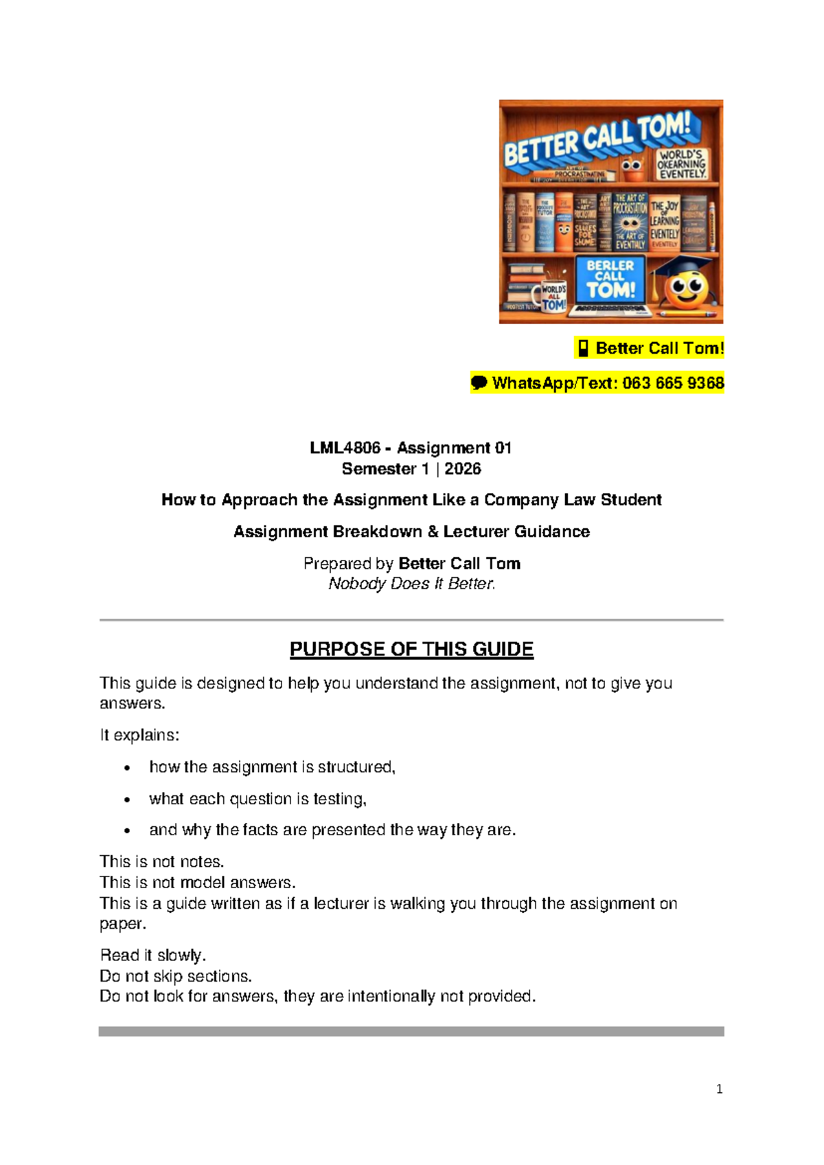 How to Approach LML4806 Assignment 01: A Student's Guide - Studocu