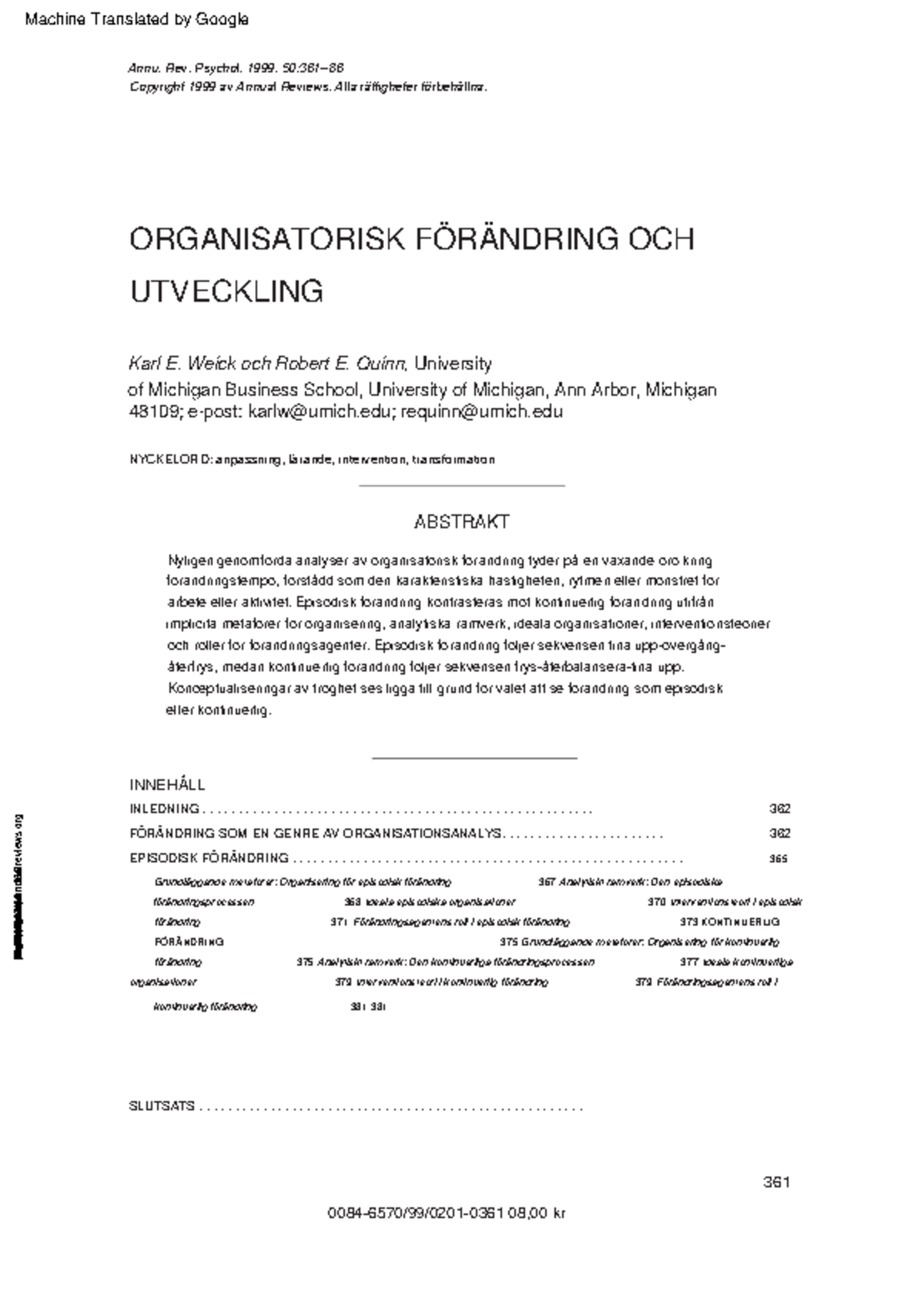 Organisatorisk Förändring och Utveckling: En Översikt av Weick & Quinn ...