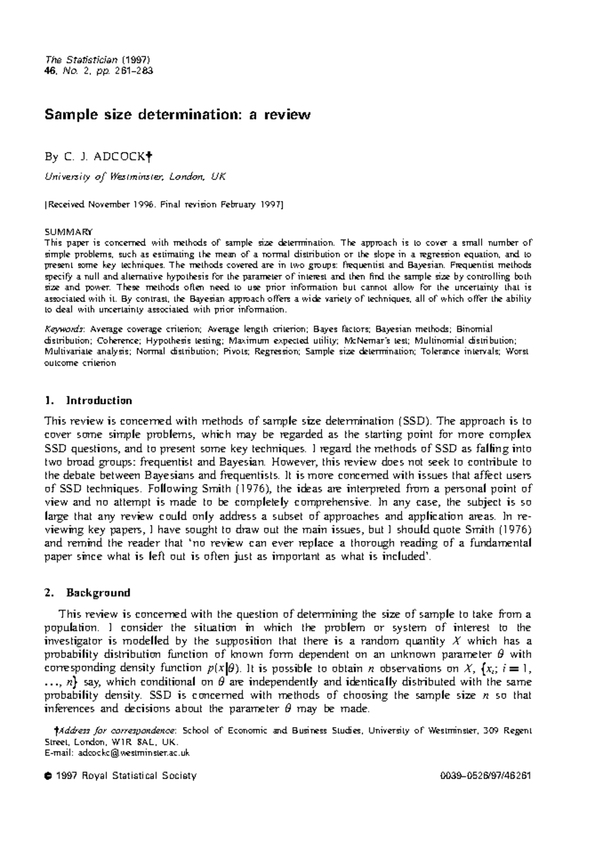 Sample size determination a review published article - Sample size ...