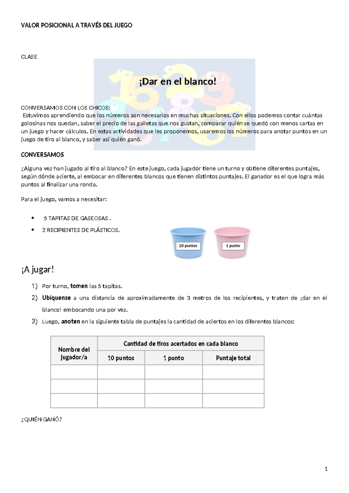 Mat 3: Valor Posicional a Través del Juego y Actividades Creativas - Document Preview