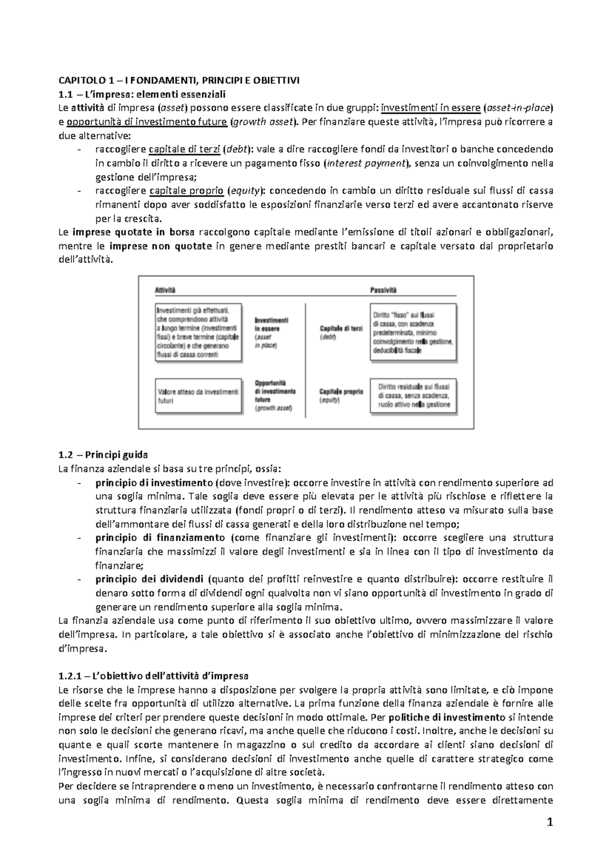Riassunto Completo Esame Finanza Aziendale UNIFI 2023/2024: Fondamenti e Governance - Document Preview